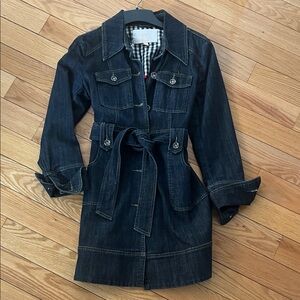 Laundry By Shelli Segal Dark Denim Belted Jacket